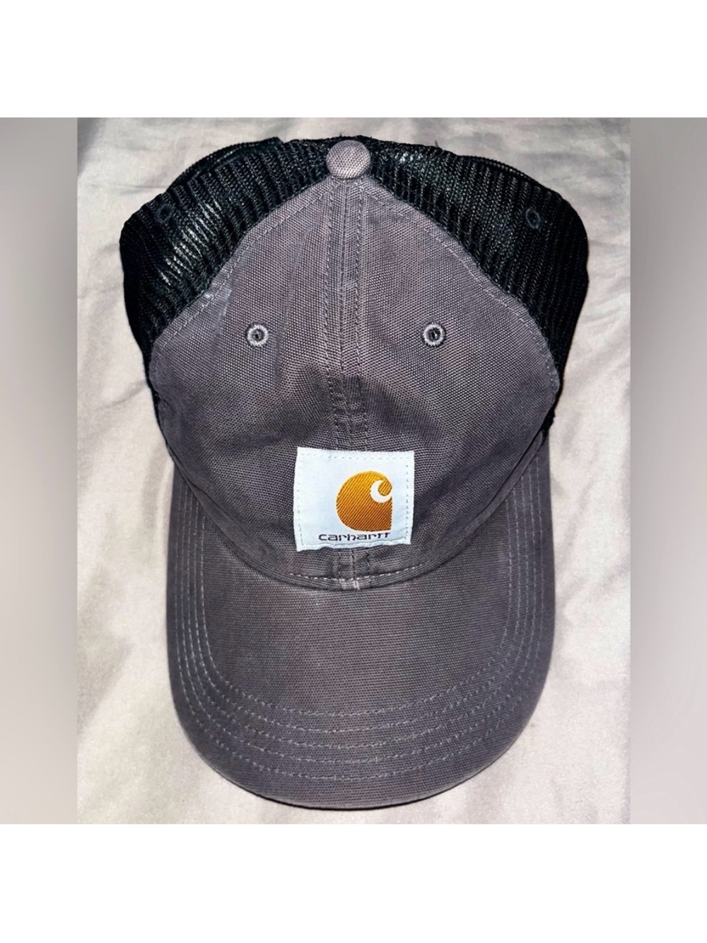 Carhartt Cotton Canvas Snapback Hat Black Dark Blue Mesh Back Cap Fall 2019 NWT - Picture 3 of 8